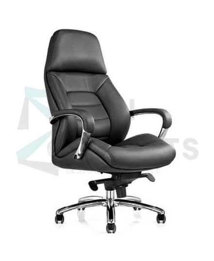 Furniconcepts Boss HB High Back Chair | Premium Executive Seating, CEO Chair | High Back, Deep Cushioning, Black Leatherette Upholstery, Recline Function.