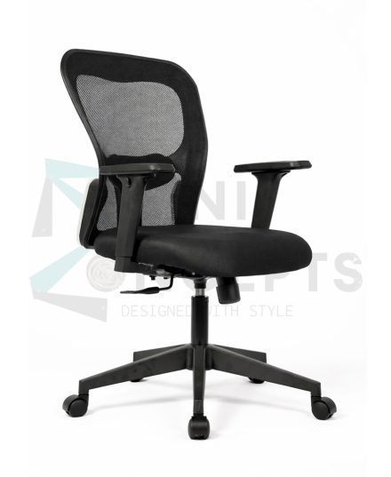 Furniconcepts Matrix MB Medium Back Chair | Modern Office Seating, Task Furniture | Angular Design, Mesh Back, Lumbar Support, Adjustable Arms | Contemporary Workstation Chair, Ergonomic Seating, Sleek Office