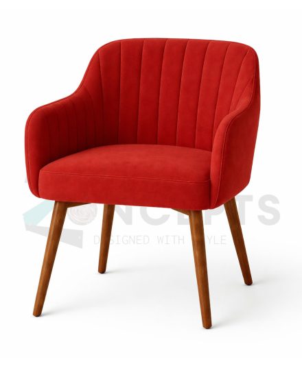 Furniconcepts Red Velvet Armchair | Luxury Lounge Chair, Reception Seating, Executive Office Accent Chair | Soft Velvet Upholstery, Padded Armrests, Contemporary Design