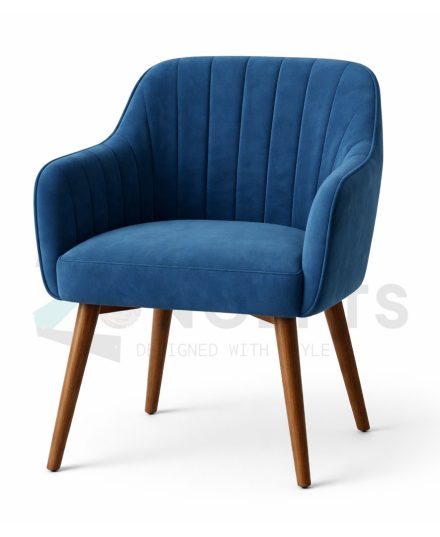 Furniconcepts Blue Velvet Armchair | Luxury Lounge Chair, Reception Seating, Executive Office Accent Chair | Soft Velvet Upholstery, Padded Armrests, Contemporary Design